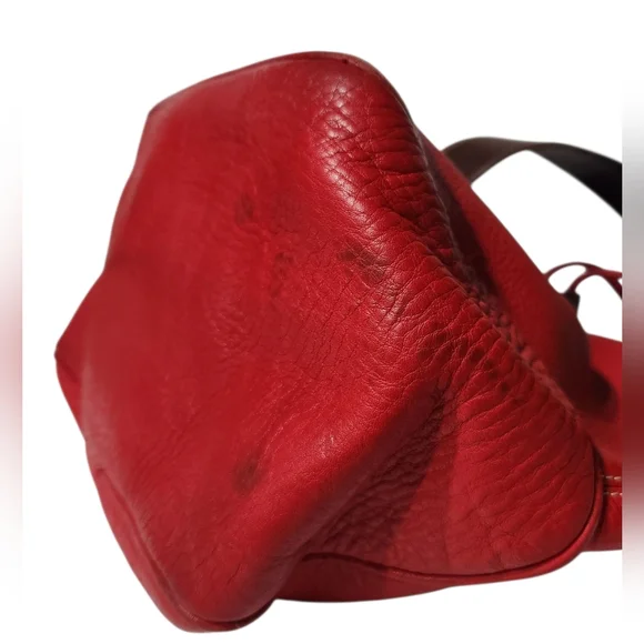 Dooney & Bourke All Weather Red Pebbled Leather Large Bucket Bag